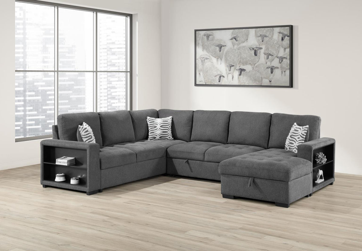 Black 3 Pc Sectional W/Usb (Type A+C)